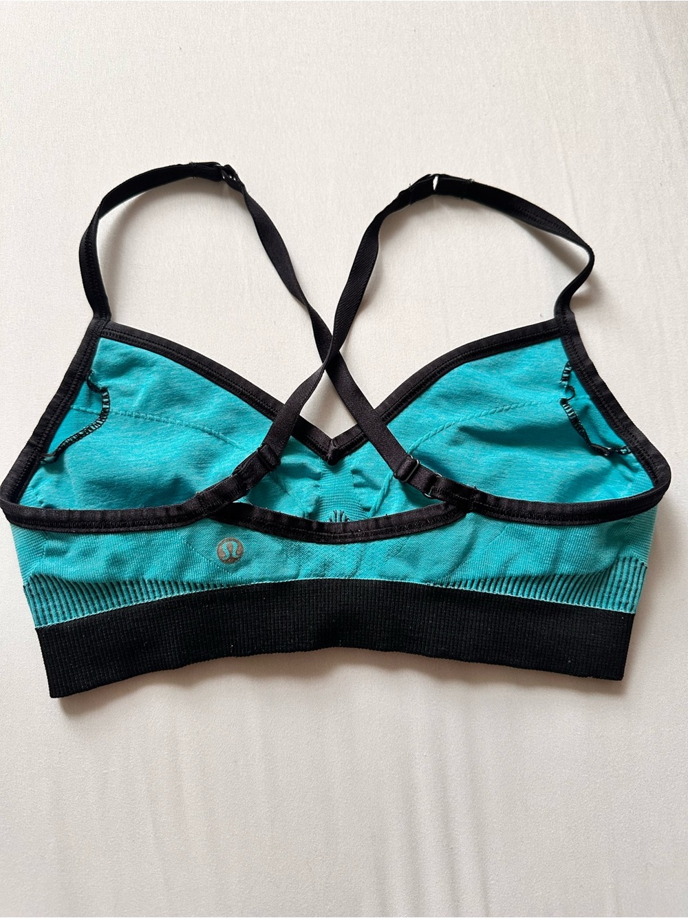 lululemon athletica Teal and Black Cross-Back Light Support Sports Bra